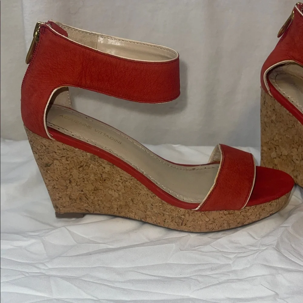 Adrienne Vittadini Red Cork Wedge Sandals